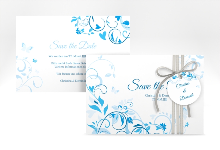 Save the Date-Karte Lilly A6 Karte quer blau