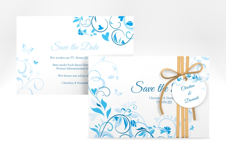 Save the Date-Karte Lilly A6 Karte quer blau