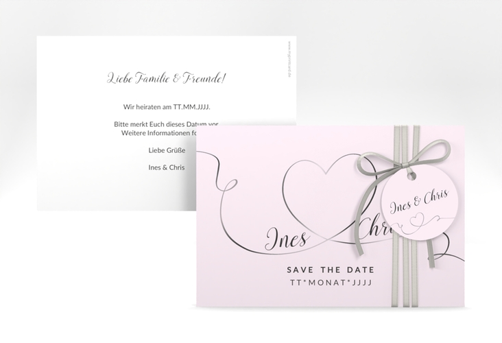 Save the Date-Karte Hochzeit Dolce A6 Karte quer rosa