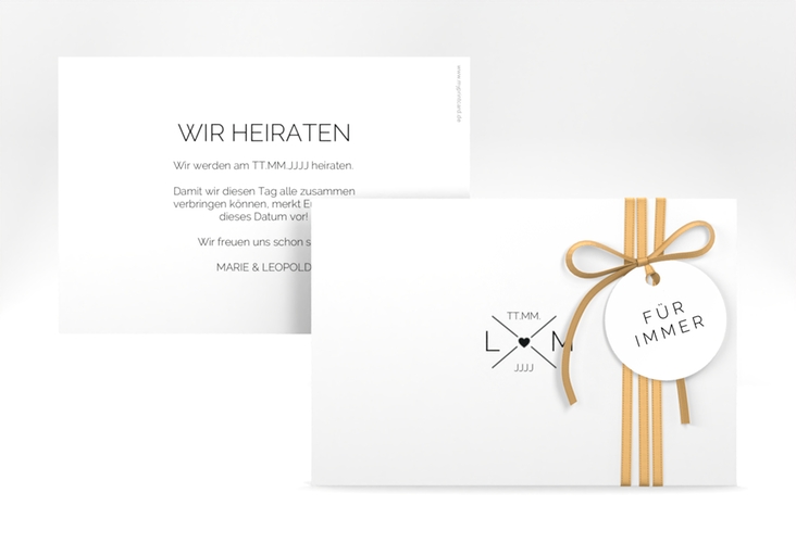 Save the Date-Karte Initials A6 Karte quer mit Initialen im minimalistischen Design