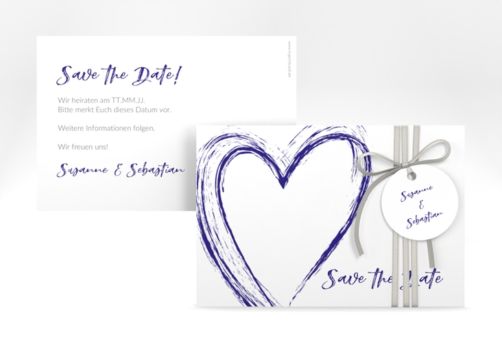 Save the Date-Karte Liebe A6 Karte quer blau