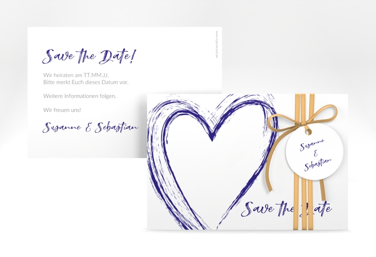 Save the Date-Karte Liebe A6 Karte quer blau