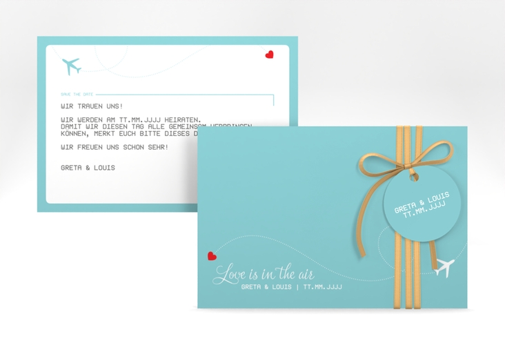 Save the Date-Karte Weddingpass A6 Karte quer blau