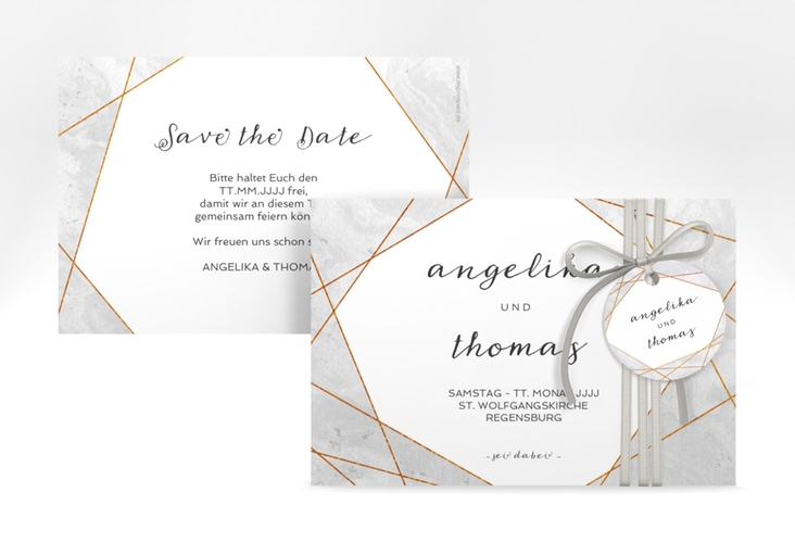 Save the Date-Karte Asymmetry A6 Karte quer grau hochglanz