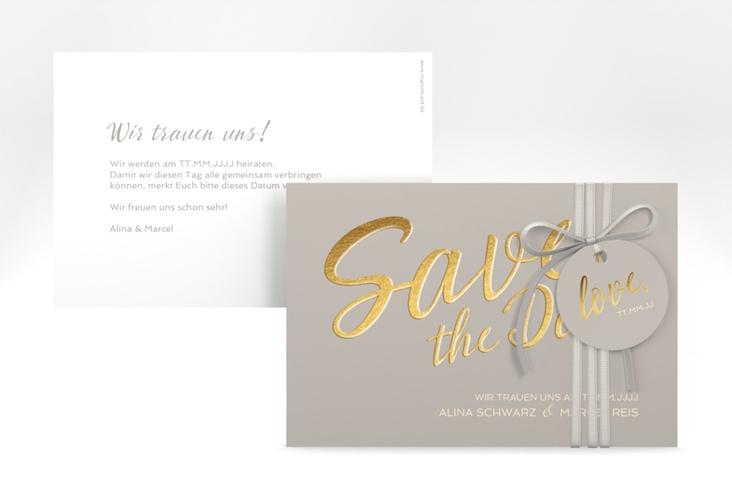 Save the Date-Karte Glam A6 Karte quer grau