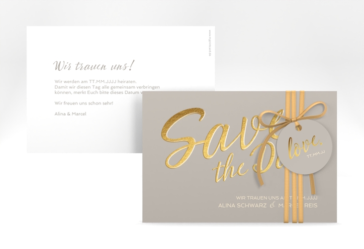 Save the Date-Karte Glam A6 Karte quer grau