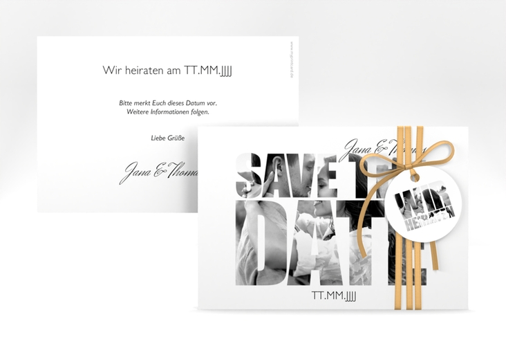 Save the Date-Karte Hochzeit Letters A6 Karte quer weiss