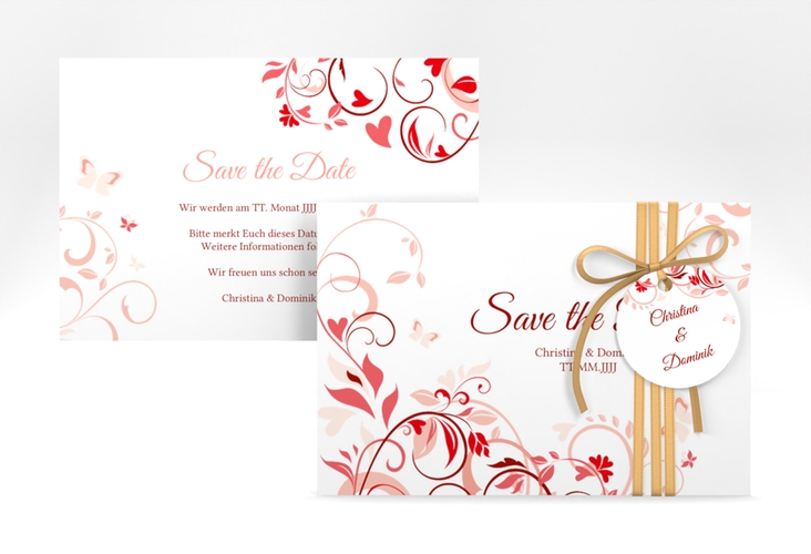 Save the Date-Karte Lilly A6 Karte quer rot