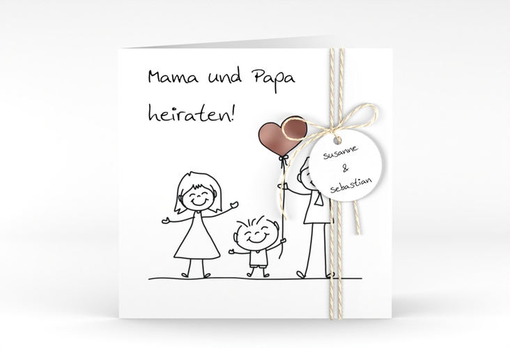 Hochzeitseinladung Family quadr. Klappkarte rosegold