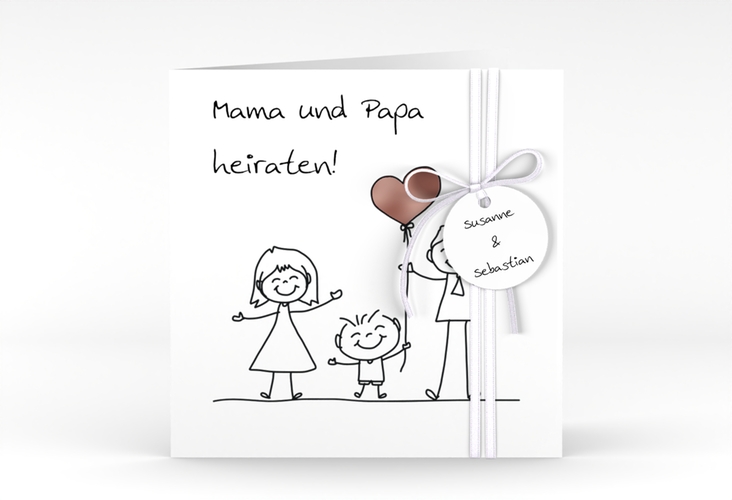 Hochzeitseinladung Family quadr. Klappkarte rosegold