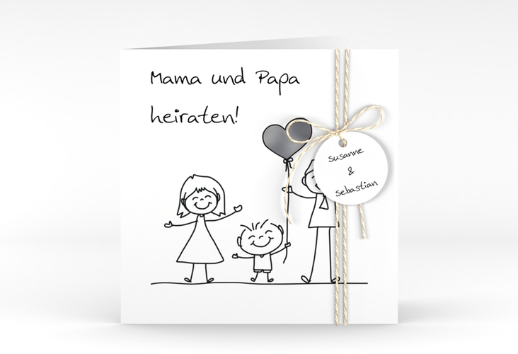 Hochzeitseinladung Family quadr. Klappkarte silber