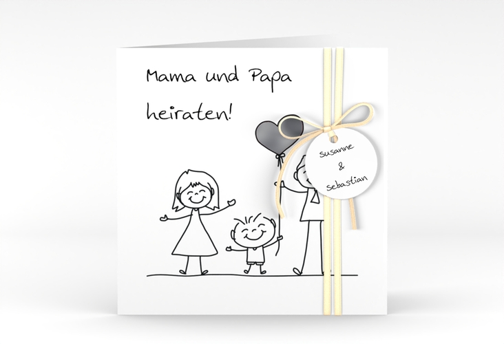 Hochzeitseinladung Family quadr. Klappkarte silber