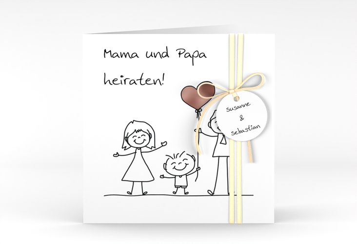 Hochzeitseinladung Family quadr. Klappkarte rosegold