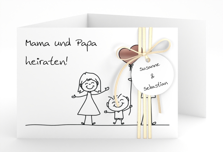 Hochzeitseinladung Family A6 Doppel-Klappkarte rosegold