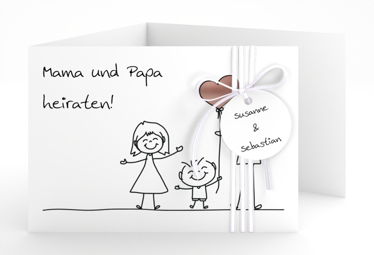 Hochzeitseinladung Family A6 Doppel-Klappkarte rosegold