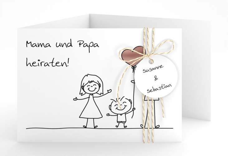 Hochzeitseinladung Family A6 Doppel-Klappkarte rosegold