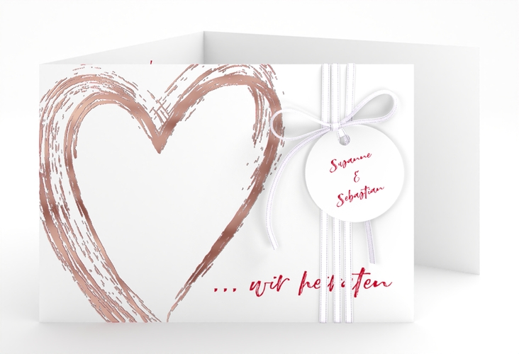 Hochzeitseinladung Liebe A6 Doppel-Klappkarte rosegold