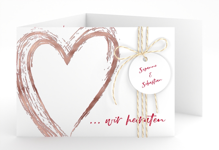 Hochzeitseinladung Liebe A6 Doppel-Klappkarte rosegold