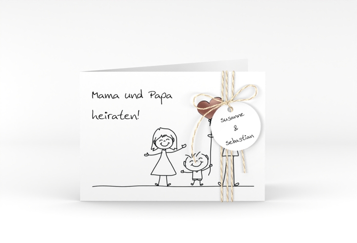 Hochzeitseinladung Family A6 Klappkarte quer rosegold