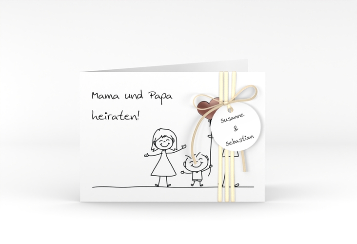 Hochzeitseinladung Family A6 Klappkarte quer rosegold