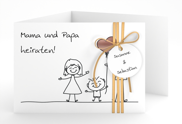 Hochzeitseinladung Family A6 Doppel-Klappkarte rosegold