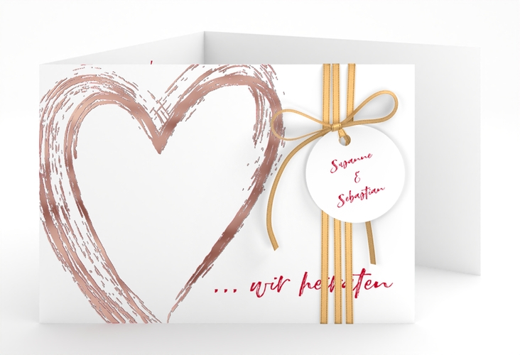 Hochzeitseinladung Liebe A6 Doppel-Klappkarte rosegold