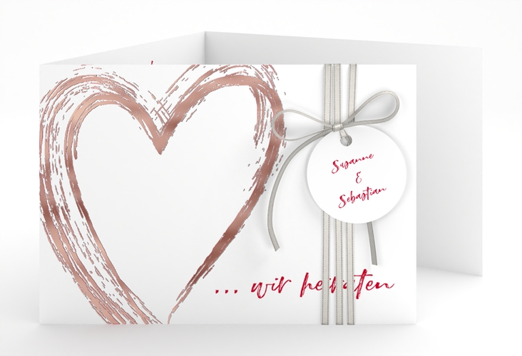 Hochzeitseinladung Liebe A6 Doppel-Klappkarte rosegold