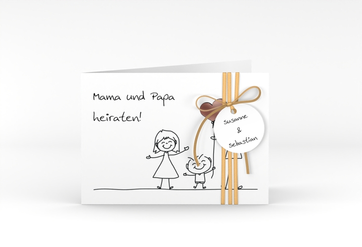 Hochzeitseinladung Family A6 Klappkarte quer rosegold