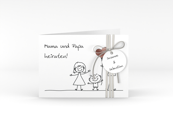 Hochzeitseinladung Family A6 Klappkarte quer rosegold