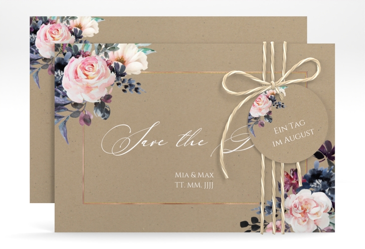 Save the Date-Karte Abendlicht A6 Karte quer rosegold