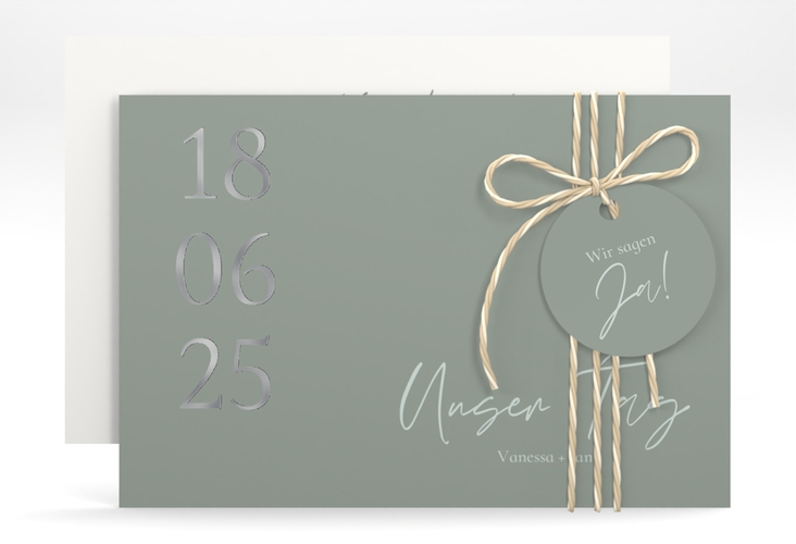 Save the Date-Karte Day A6 Karte quer silber mit Datum im minimalistischen Design