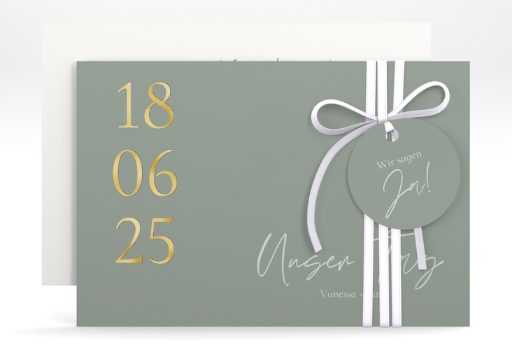 Save the Date-Karte Day A6 Karte quer gold mit Datum im minimalistischen Design