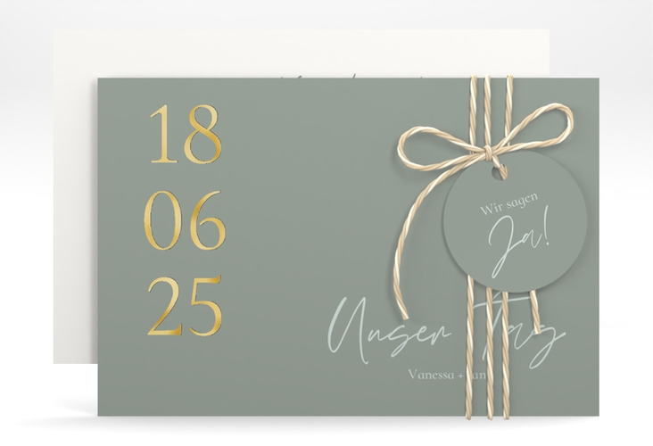 Save the Date-Karte Day A6 Karte quer gold mit Datum im minimalistischen Design