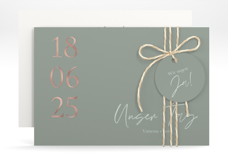 Save the Date-Karte Day A6 Karte quer rosegold mit Datum im minimalistischen Design