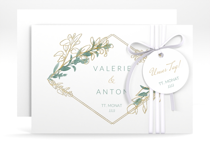 Save the Date-Karte Verde A6 Karte quer gold