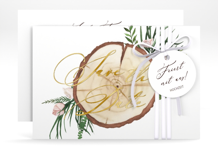 Save the Date-Karte Woodland A6 Karte quer gold