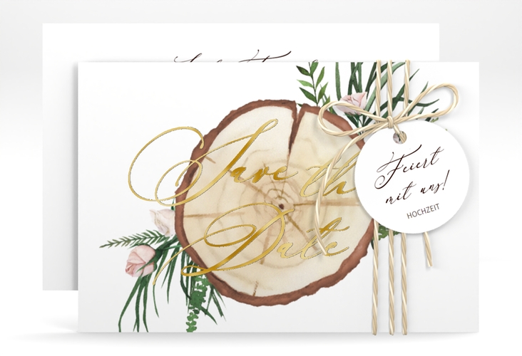 Save the Date-Karte Woodland A6 Karte quer gold