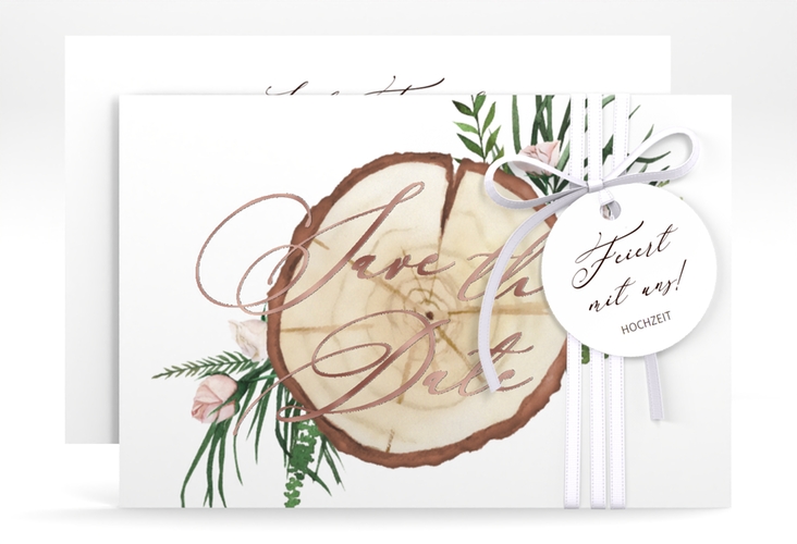 Save the Date-Karte Woodland A6 Karte quer rosegold