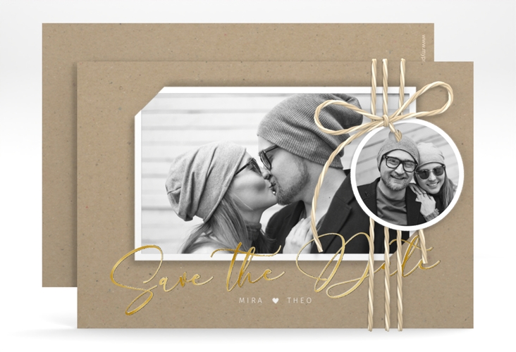 Save the Date-Karte Crafty A6 Karte quer gold