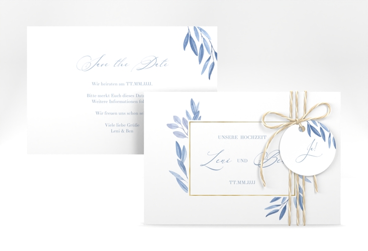 Save the Date-Karte Classicblue A6 Karte quer gold