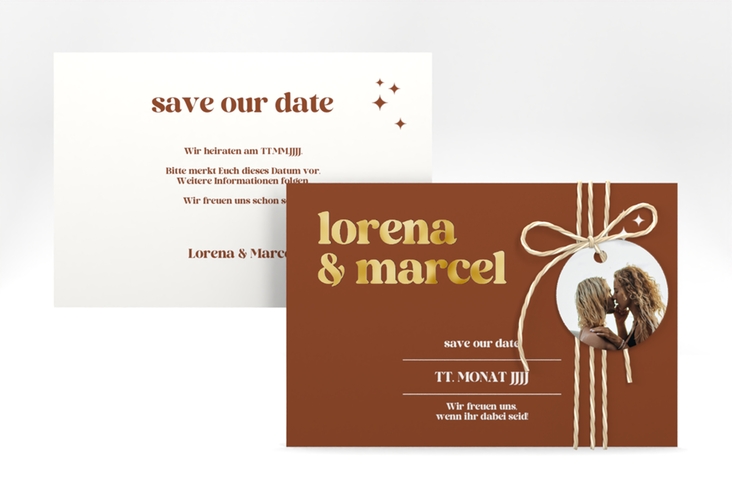 Save the Date-Karte Retro A6 Karte quer gold