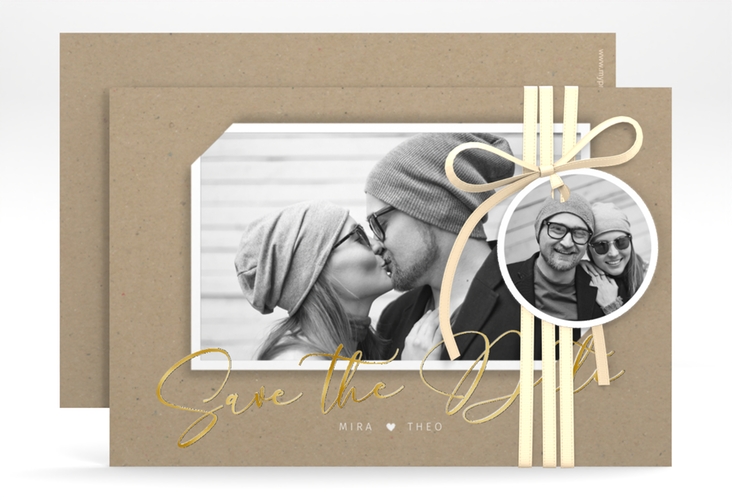 Save the Date-Karte Crafty A6 Karte quer gold