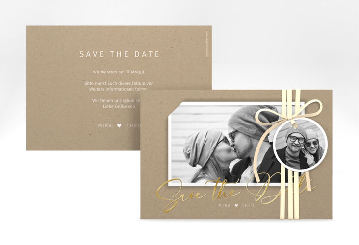 Save the Date-Karte Crafty A6 Karte quer gold