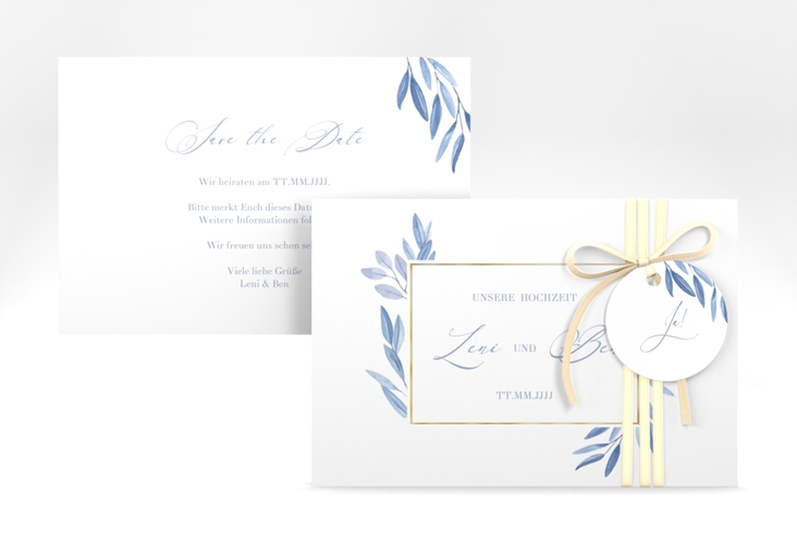 Save the Date-Karte Classicblue A6 Karte quer gold