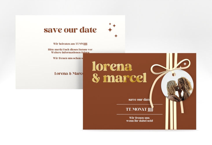 Save the Date-Karte Retro A6 Karte quer gold