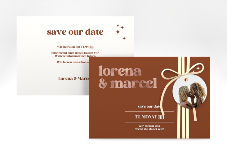 Save the Date-Karte Retro A6 Karte quer rosegold