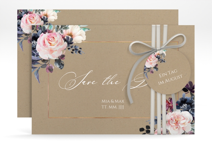 Save the Date-Karte Abendlicht A6 Karte quer rosegold