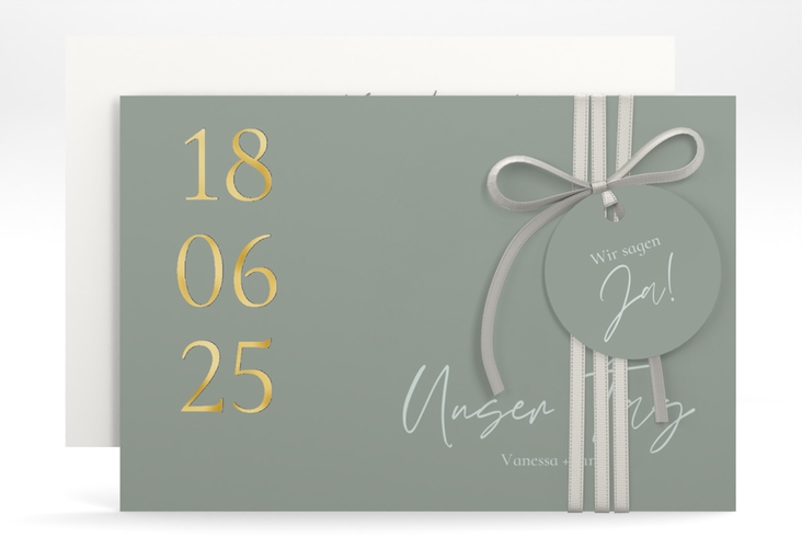 Save the Date-Karte Day A6 Karte quer gold mit Datum im minimalistischen Design