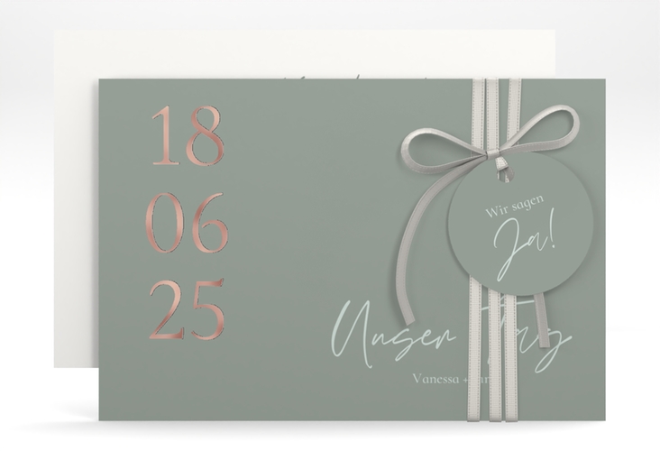 Save the Date-Karte Day A6 Karte quer rosegold mit Datum im minimalistischen Design