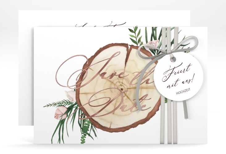 Save the Date-Karte Woodland A6 Karte quer rosegold